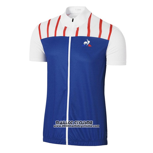 2017 Maillot Ciclismo Coq Sportif Tour de France Bleu et Blanc Manches Courtes et Cuissard